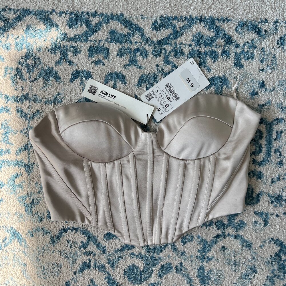 Zara Silk Crop Top Corset NWT Size S